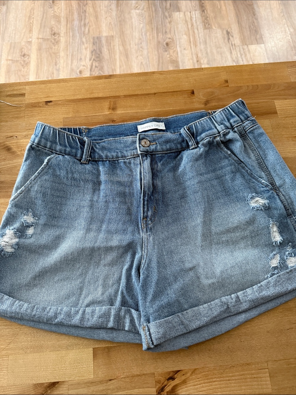 Women’s Light Blue Distressed Denim Jean Shorts